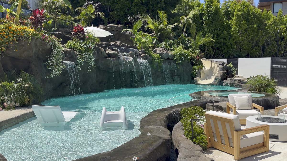 Resort Pool & Waterfalls in Encino